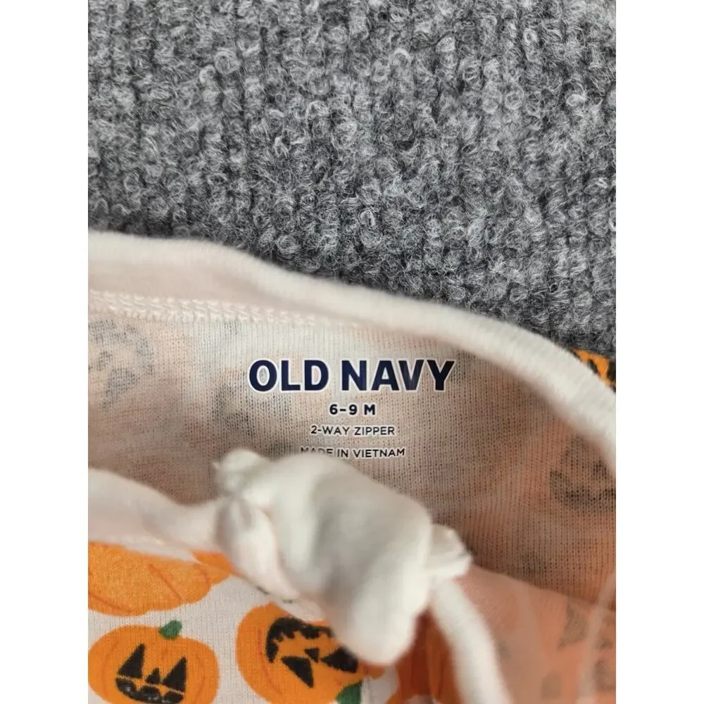 NWT Old Navy Hallowen Pumpkin Print Sleeper Baby Girl Boy 3/6m #989